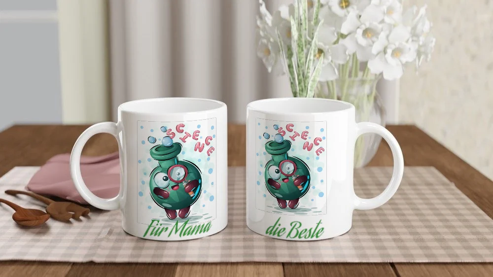 Tasse 11 oz (325 ml) „Science – für Mama“ mit Beispieltext