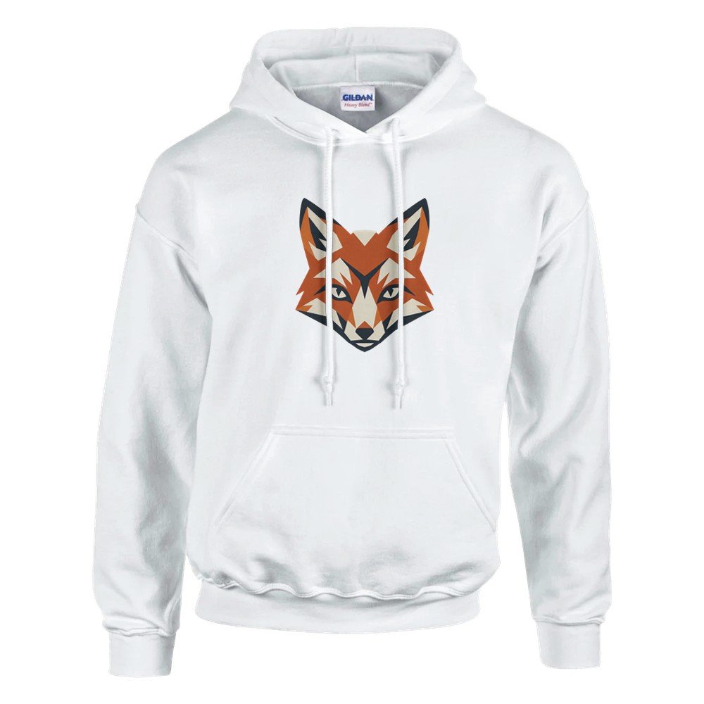 Unisex Hoodie Klassik · Gildan 18500 in Weiß mit Beispielmotiv (Beispielbild, KI-generiertes Motiv)
