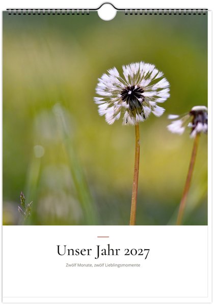 Fotokalender mit Spiralbindung mit Beispielmotiv (Beispielbild, KI-generiertes Motiv)